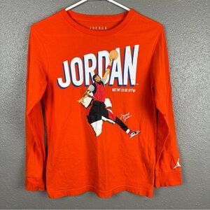 Nike Jordan Wheaties T-Shirt Youth Boys 12-13 Large Orange Long Sleeve Jumpman